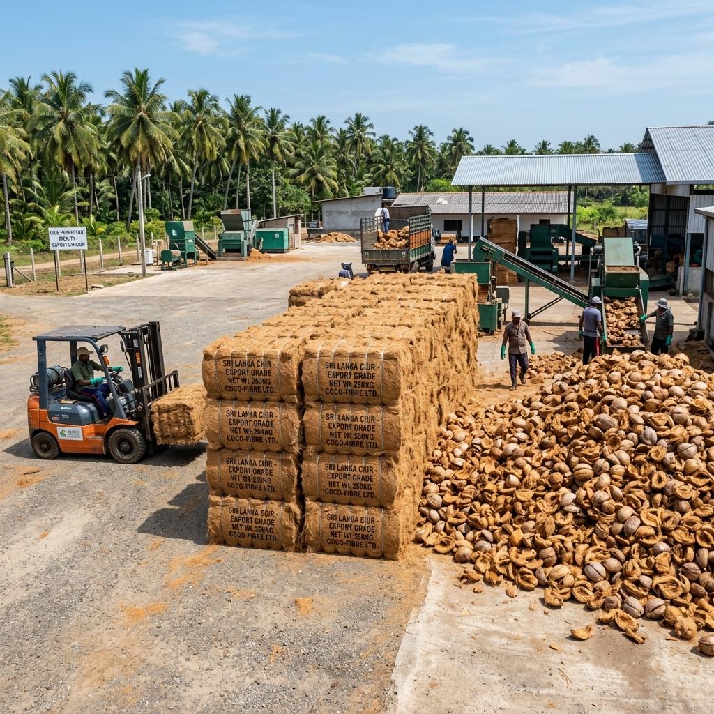 Raw Coconut Husks & High Density Coir Fiber Bales Sri Lanka